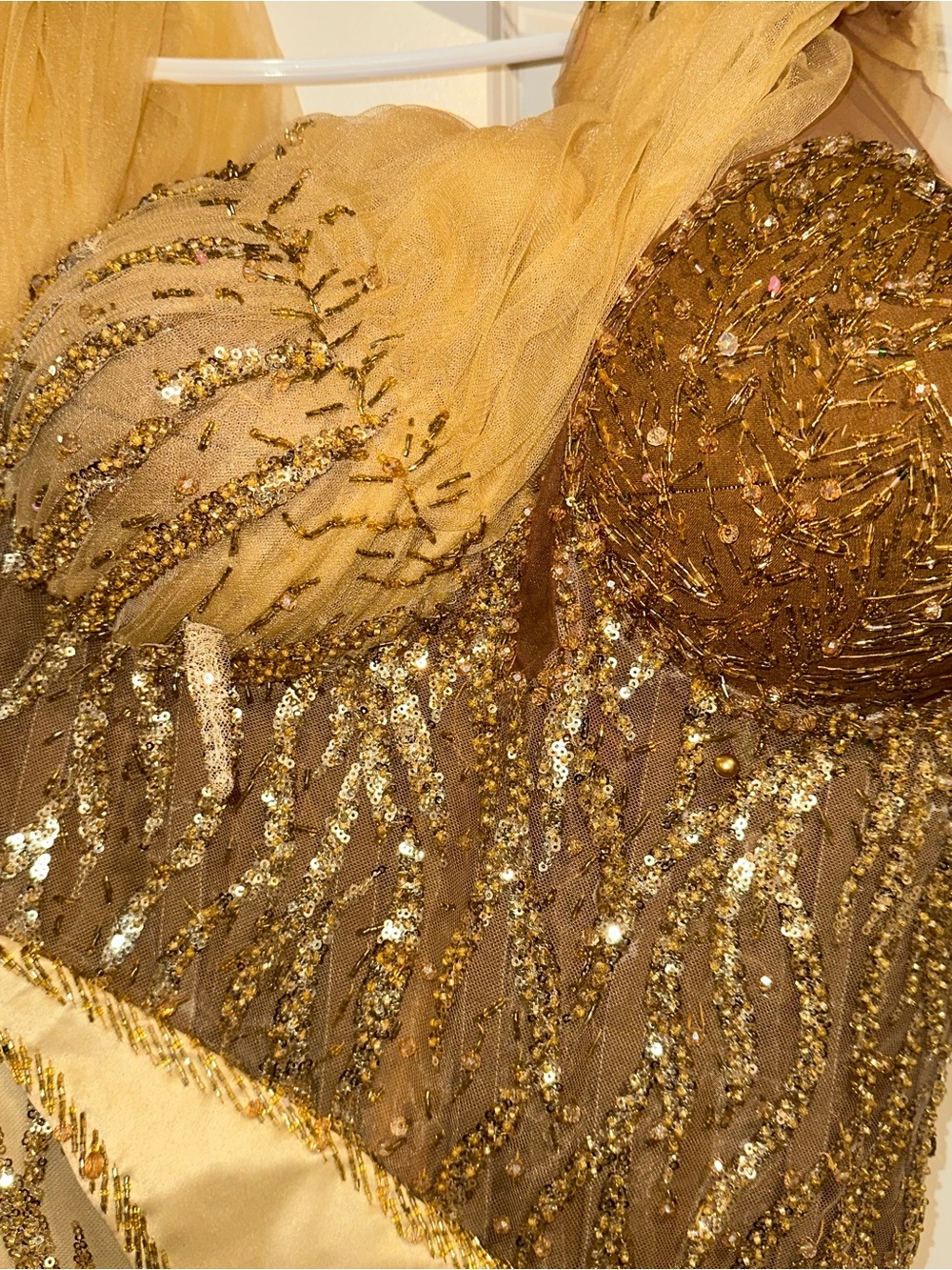 Gold Sequin Embellished Evening Dress Bodice